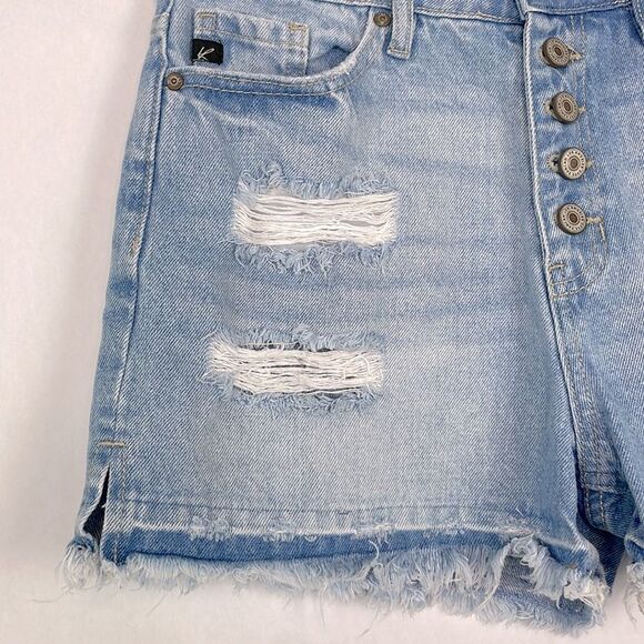 Kancan Lorraine Ultra high Rise Distressed Buttonfly Denim Shorts. Size Medium. - Picture 4 of 13